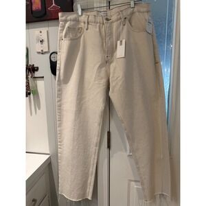 Good American Good Standard Straight Jeans Pearl001 Mid Rise Off White 12/31 NEW
